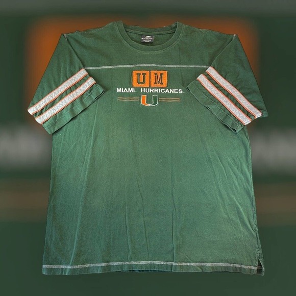 Y2K University Of Miami Hurricanes Short Sleeve Shirt Size‎ XL Embroidered - Picture 1 of 4